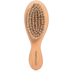 GranNaturals boar bristle cat brush with wooden handle for gentle grooming and reduced shedding.