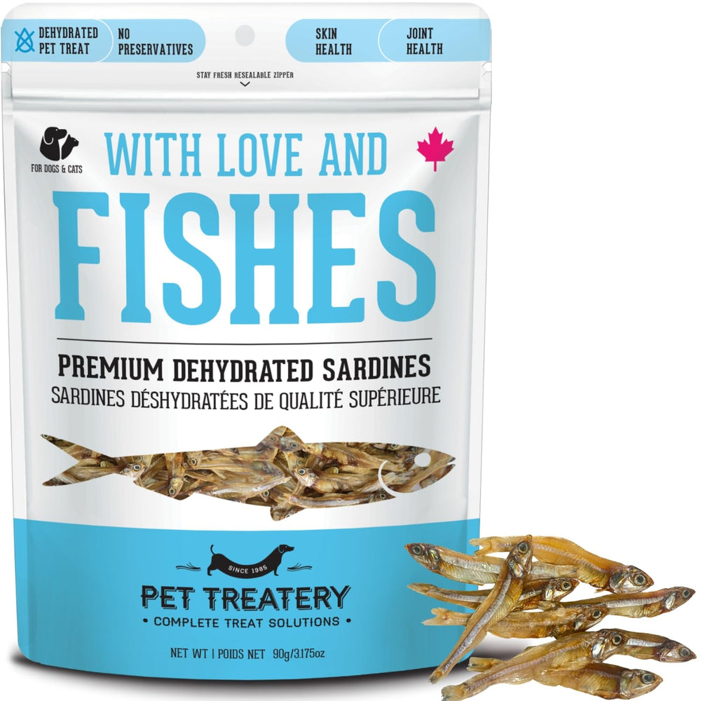 The Granville Island Pet Treatery sardines for dogs with crunchy texture ideal for training rewards.