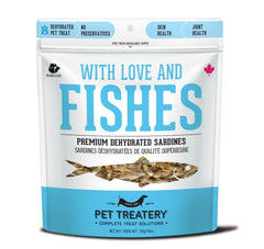 The Granville Island Pet Treatery sardines pack closeup, a natural protein-rich dog and cat treat.