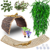 Grddaef reptile bridge offers sturdy wooden perch for basking and exploration.