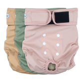 Grecle washable female dog diapers pink M front view highlighting secure fit and leak protection