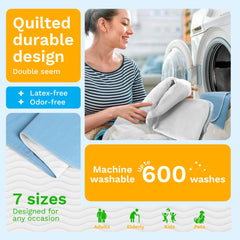 Green Lifestyle underpads with waterproof backing shown for leak protection on mattresses