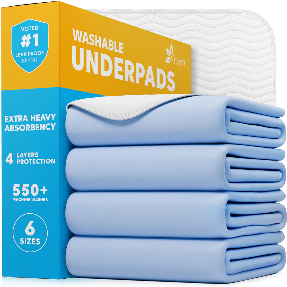 Green Lifestyle washable underpads 34x36 flatlay for reliable bed protection and easy cleanup