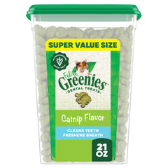 Greenies feline dental treats packaging shows a convenient daily routine starter