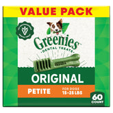 Greenies packaging original flavor 36oz 60-count signals a long-lasting dental care option.