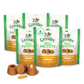Greenies Pill Pockets large-packaging showing six pouches for easy med time