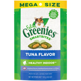 Greenies Smartbites cat bowl shows a crunchy, fiber-rich treat for digestion support.