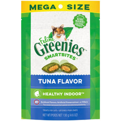 Greenies Smartbites cat bowl shows a crunchy, fiber-rich treat for digestion support.
