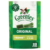 Greenies Teenie pack front showing 22-count box for daily dental care.