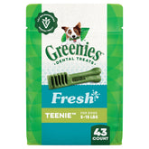 Greenies Teenie pack front view promotes small-dog dental care