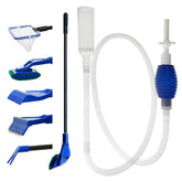 GreenJoy 5-in-1 cleaning kit setup highlights all-in-one aquarium care benefits.