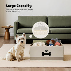 GreenPetopia dog toy basket divided compartments keep plush toys organized.
