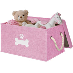 GreenPetopia dog toy basket with lid keeps toys neatly stored and hidden