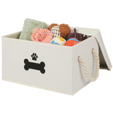 GreenPetopia dog toy basket with lid in beige for tidy living room toy storage