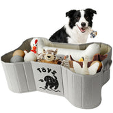 GreenPetopia dog toy basket with bone design keeps toys organized and accessible.