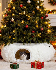 Grelife cat tunnel bed close-up shows soft plush for cozy naps