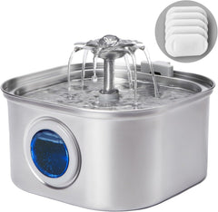 GRELY Cat Water Fountain front window enables easy water level checks