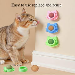 GREMBEB 3-flavors catball toy showcases catnip, silvervine, and gall fruit for curious play and dental interest.
