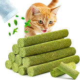 GREMBEB cat grass teething stick packaging highlights a convenient indoor snack option for cats.