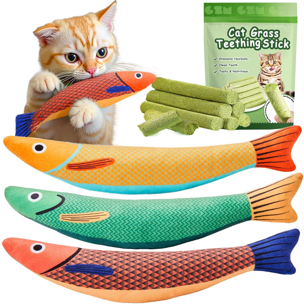 GREMBEB fish toy plush with bells enables interactive play and hunting-like fun.