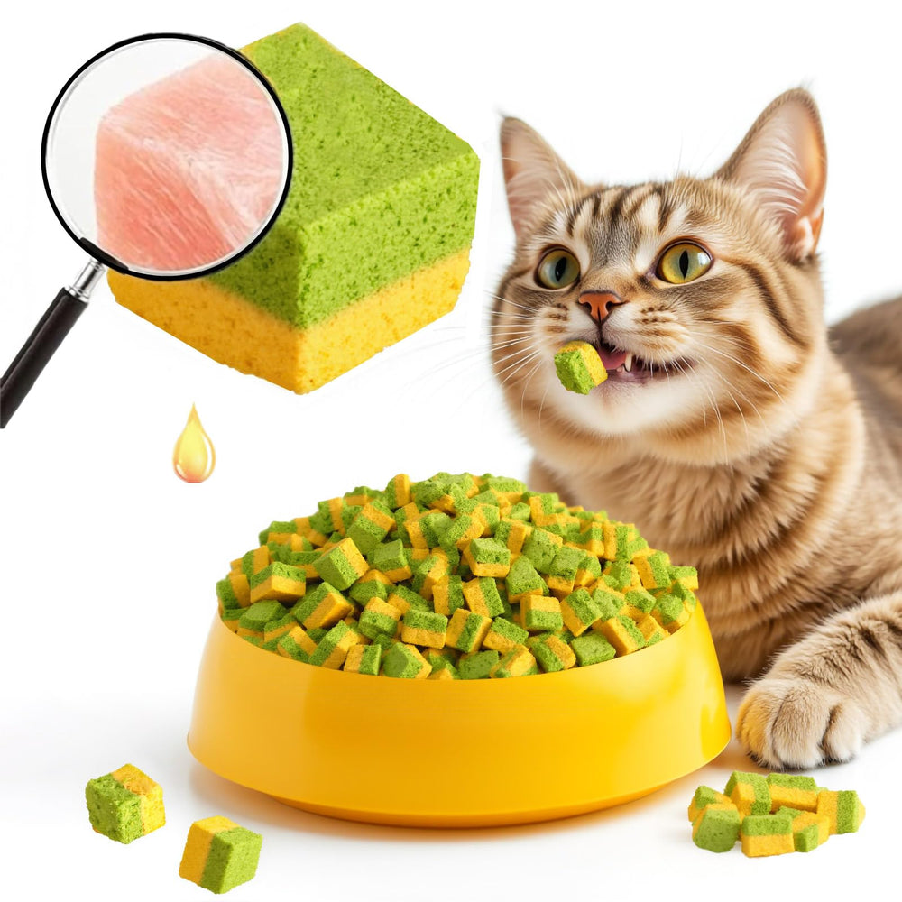 GREMBEB cat treats freeze-dried 2in1 packaging highlights a convenient hairball-supporting snack