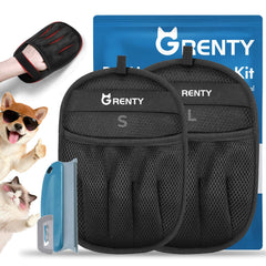 GRENTY pet hair removal glove two-pcs on hand for quick fur pickup.