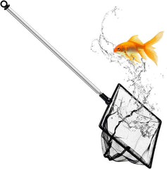 Grepol-V fish net with extendable handle for easy reach in tall tanks.