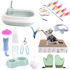 GRETJOB Kitten Starter Kit contents laid out for quick setup and gifting.