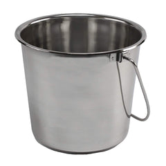 Grip stainless steel bucket front view highlights 4-gallon capacity for versatile home and workshop tasks.