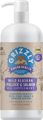 Grizzly Omega Health Liquid bottle pour for easy dosing in dogs and cats.