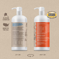 Grizzly Salmon Plus Drops pour beside feeding bowl for easy dosage during meals