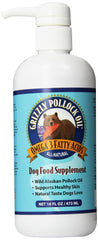 GRIZZLY Pollock Oil dog supplement pump-over-food for easy dosing and coat support.