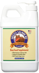 Grizzly Salmon Plus bottle with pump for precise serving.