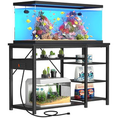 GRLEAF aquarium stand front view shows sturdy steel-wood hybrid support for heavy tanks.