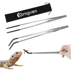 Grngven reptile feeding tongs stainless steel straight tip for precise feeding