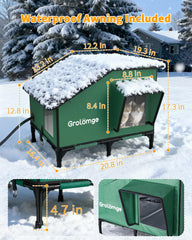 Grolomge large outdoor cat house door flap demonstrates draft-free access and visibility