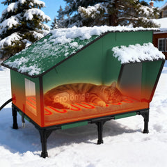 Grolomge large outdoor cat house front view highlights weatherproof shelter for feral cats