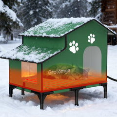 Grolomge outdoor cat house thermostat pad warms multiple cats safely