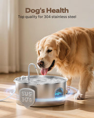 GROOKPET stainless-steel fountain close-up highlights rust-resistant surface and clean look.