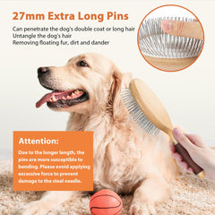 GROOMAGE dog brush with non-slip handle for comfortable grooming.