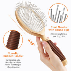 GROOMAGE round-tipped pins ensure gentle brushing and skin safety.