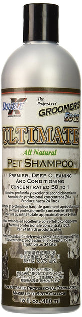 Groomer's Edge Ultimate Shampoo bottle pouring rich lather for deep cleansing and conditioning
