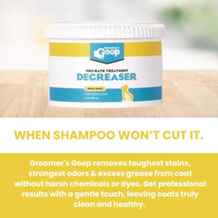 Groomer's GOOP deep-clean lather close-up highlights Aloe Vera conditioning.