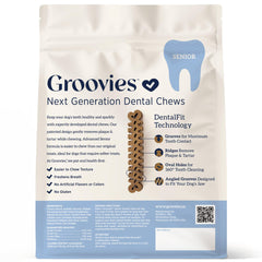 Groovies grooved DentalFit tech highlights grooves improving cleaning contact.
