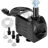 Growneer 550GPH submersible pump side view shows steady water circulation for aquariums.