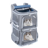Groxkox double cat carrier dual compartments for two pets up to 12 lbs each for travel.