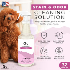G's Cleaning complete cleaning set with bottle, sprayer, and towel for on-the-spot stain and odor control.