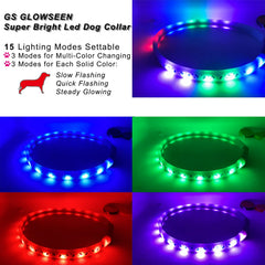 GS GLOWSEEN LED dog collar high brightness aids quick nighttime location