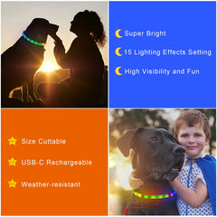 GS GLOWSEEN LED dog collar adjustable length fits most dogs