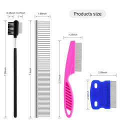 GUBCUB Pets Grooming Comb 2-in-1 design closeup supporting eye-area smoothing and knot removal.